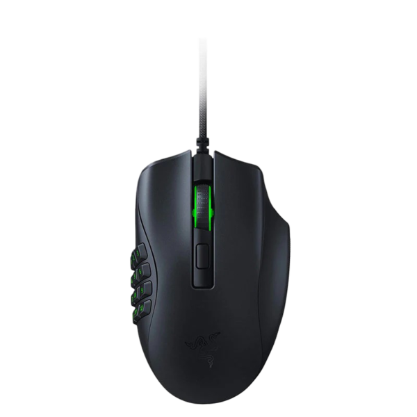 ماوس الألعاب السلكية ريزر Naga X المخصصة لألعاب الـMMO: مستشعر بصري بدقة 18,000 نقطة في البوصة (DPI) – مفاتيح بصرية من الجيل الثاني – إضاءة Chroma RGB – 16 زر قابل للبرمجة – وزن خفيف 85 جرام – باللون الأسود الكلاسيكي.